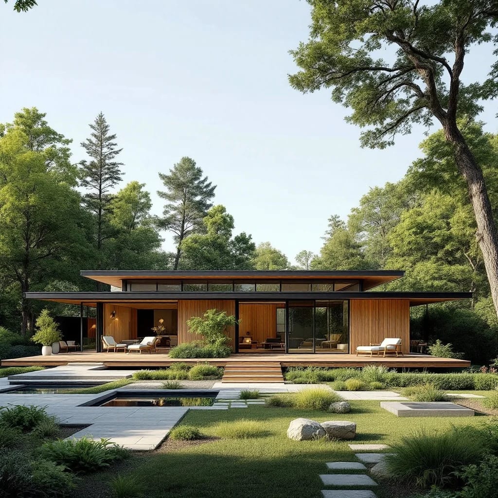 Timeless Mid-Century Modern Home Design: Sleek, Functional Architecture with Natural Elements