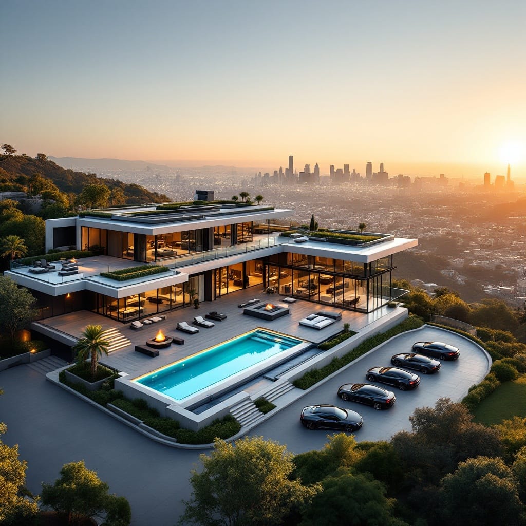 Luxury Hillside Villa in Los Angeles with Stunning Aerial Views