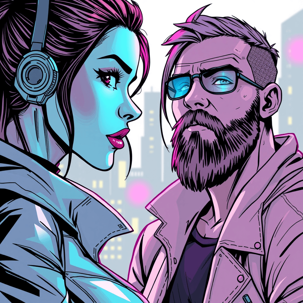 cyberpunk couple artistic comic 2