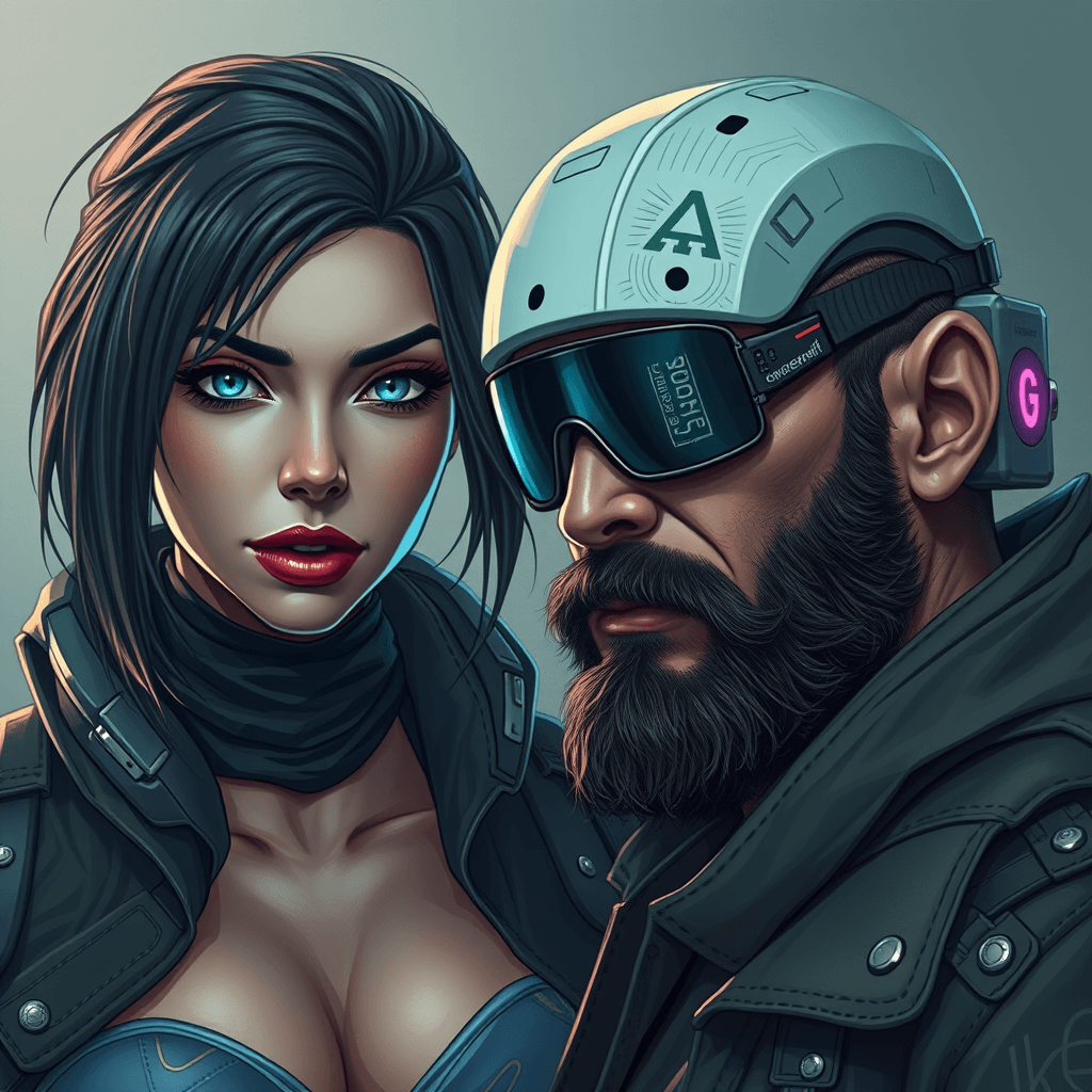 cyberpunk couple artistic realistic 4