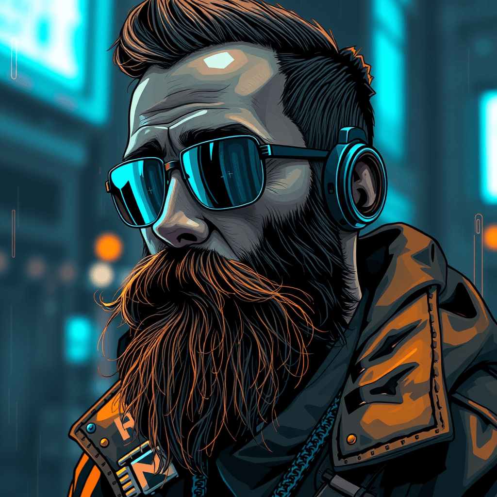cyberpunk man with beard artistic 4
