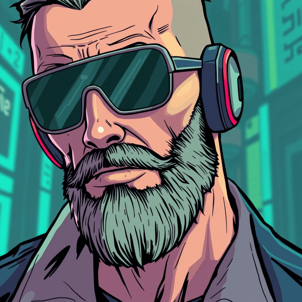 cyberpunk man with beard artistic 3