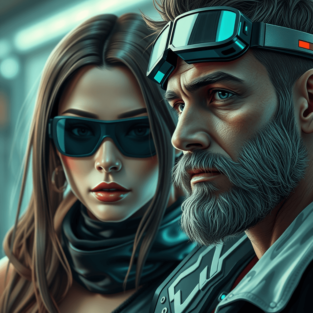 cyberpunk couple artistic realistic 2