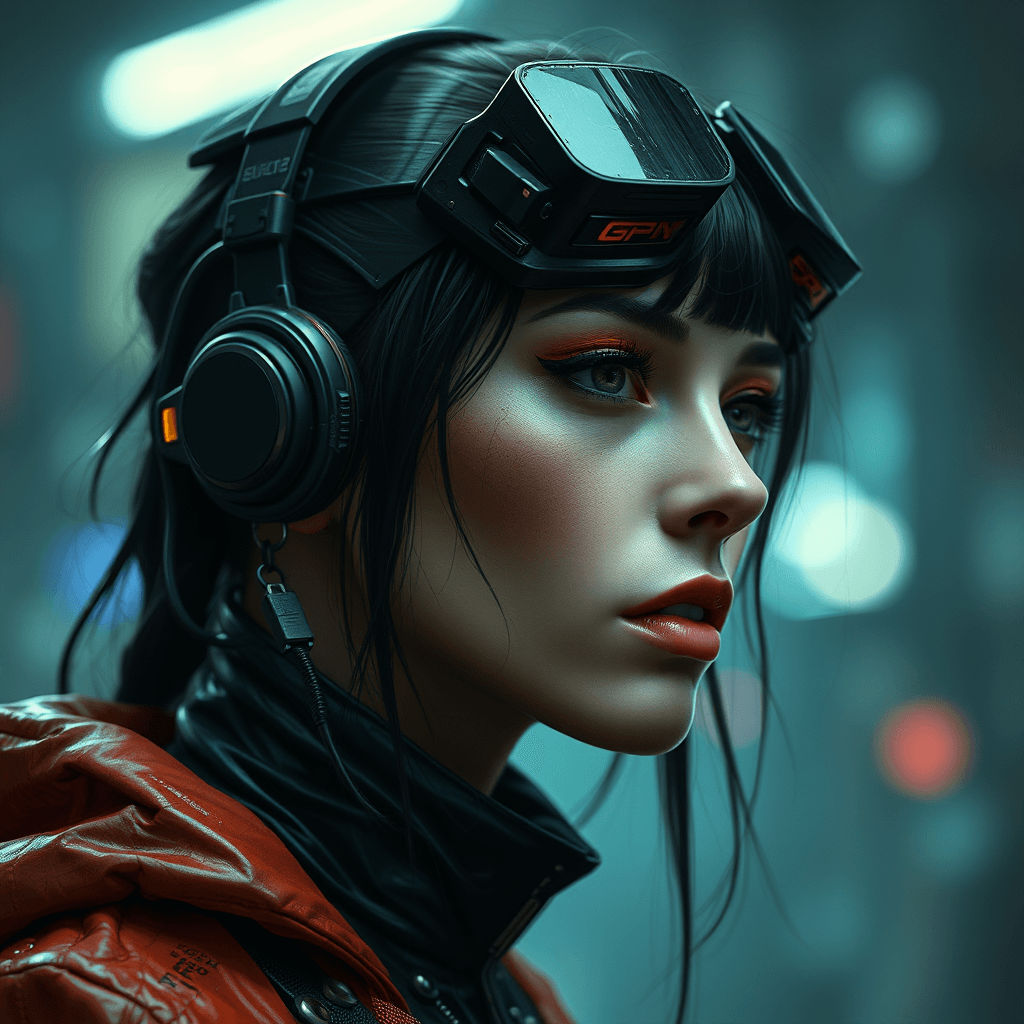 cyberpunk realistic girl portrait dark 2