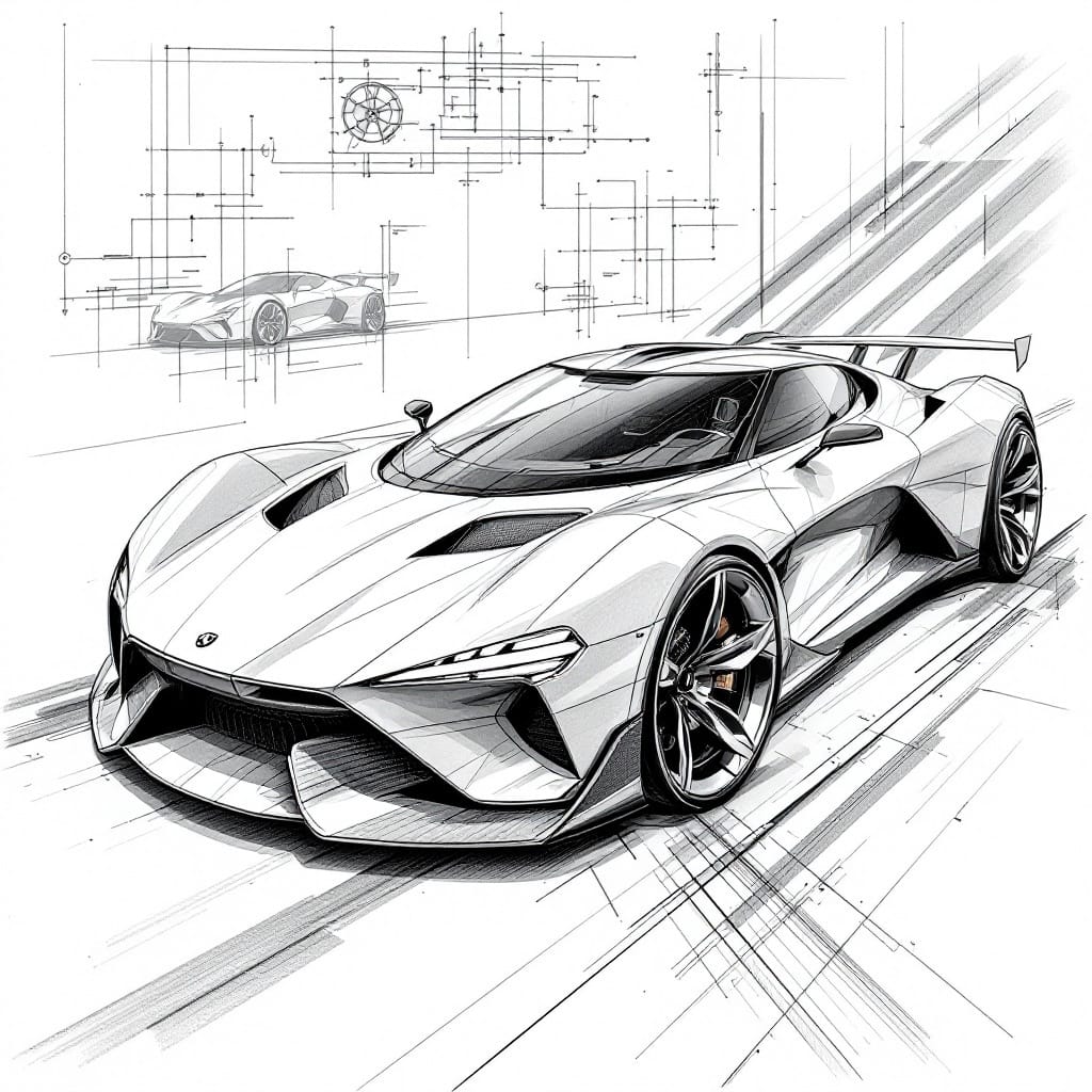 Futuristic Sports Car Sketch – High-Performance Concept Design
