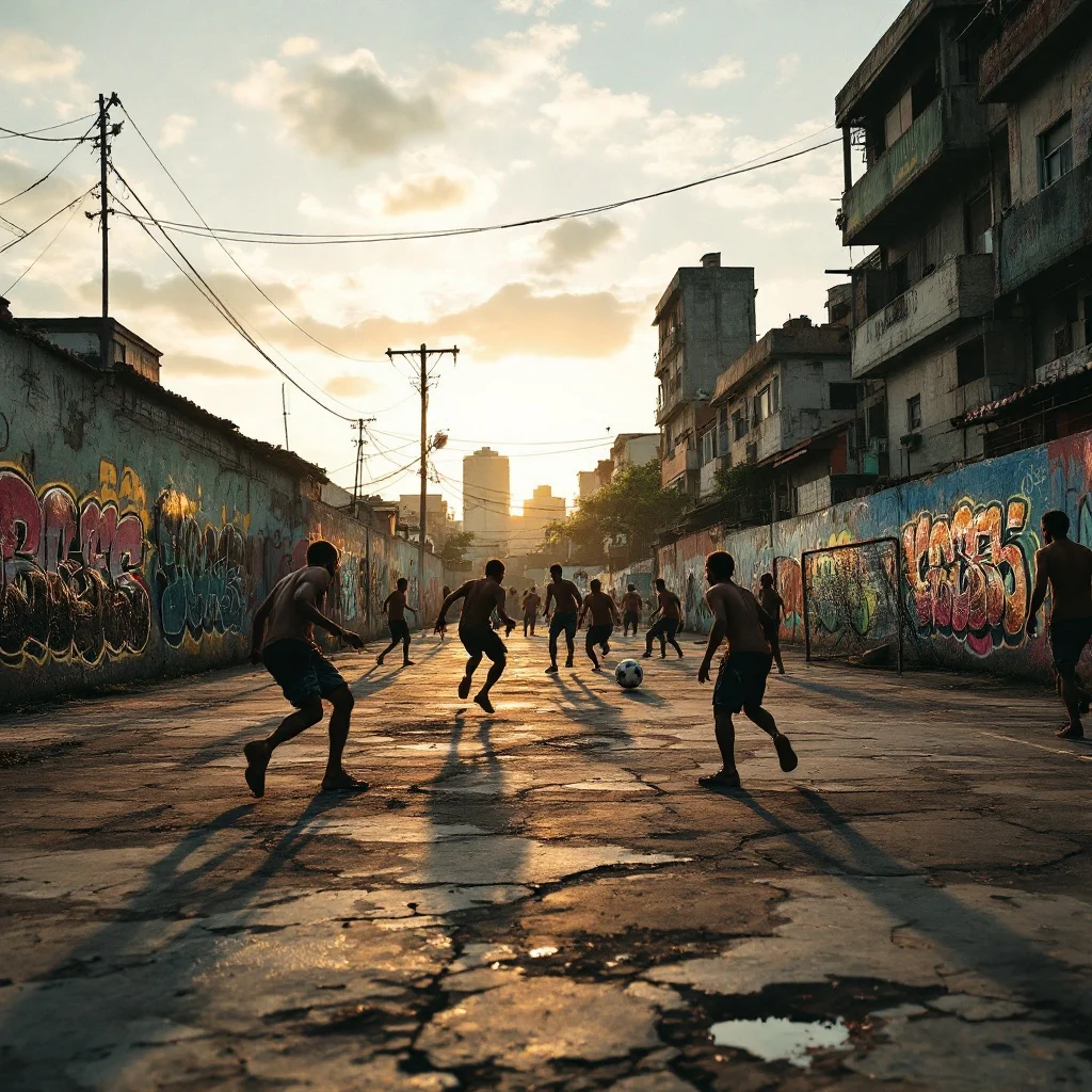 Epic Street Soccer Game in Brazilian Ghetto Court