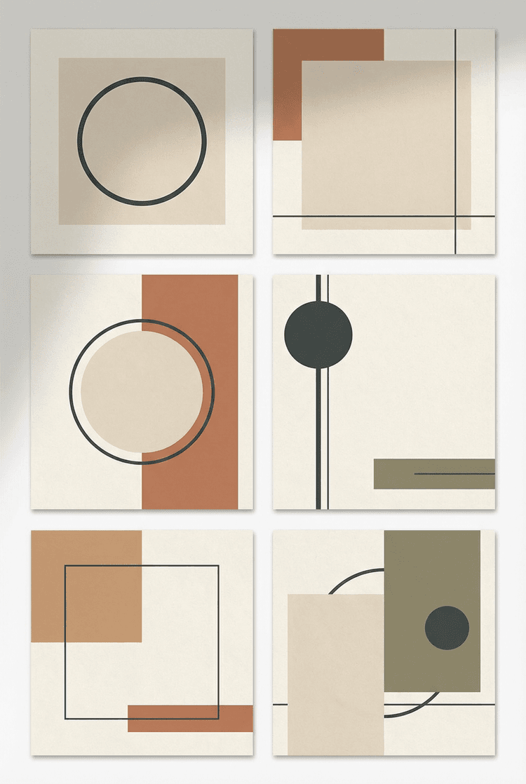 Grid collage showing 6 cohesive Instagram post background templates for a fitness + wellness brand, consistent color pal