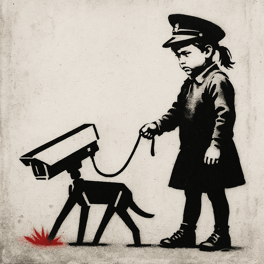 Banksy Street Art Style AI image: Apply the following styles:
{
  "technique": {
    "speed": "efficient application",
    "method": "