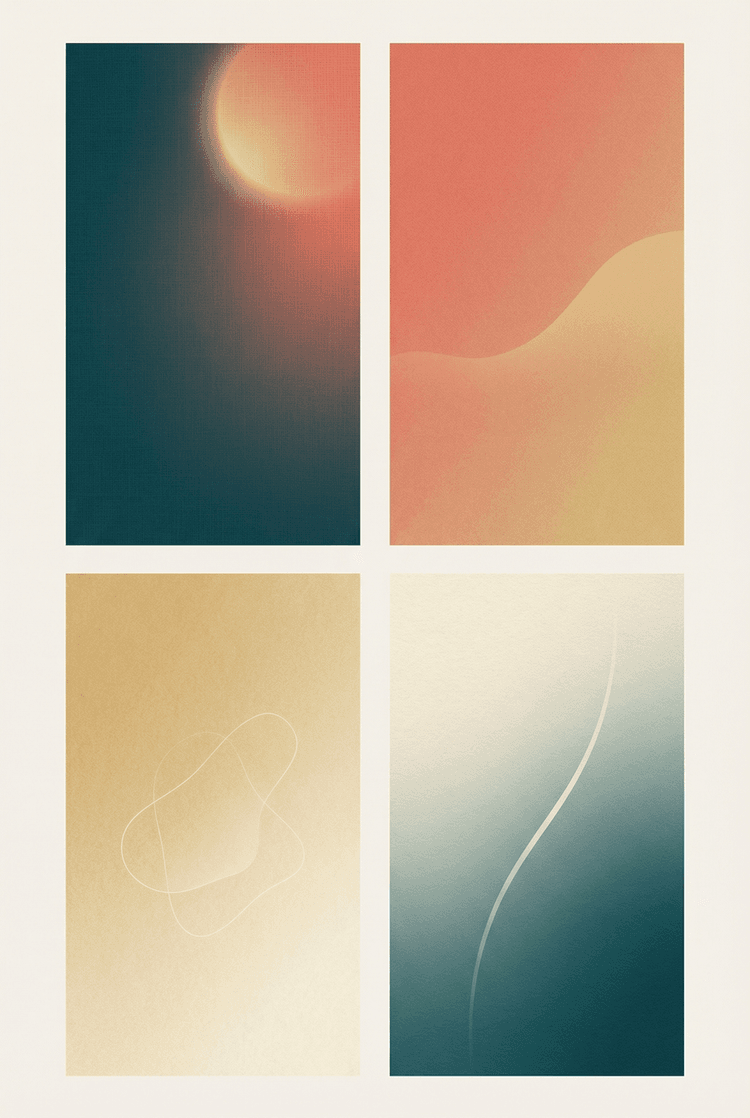 Minimal social media background set, cohesive color palette, modern gradients + subtle texture, high contrast but soft,