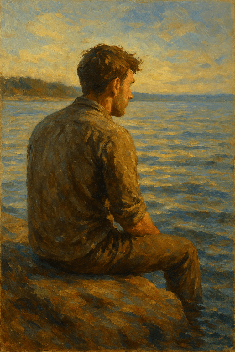 create a image of an guy sitting at the water
{
"oilPaintingStyle": {
"fundamentalPrinciples": {
"fatOverL