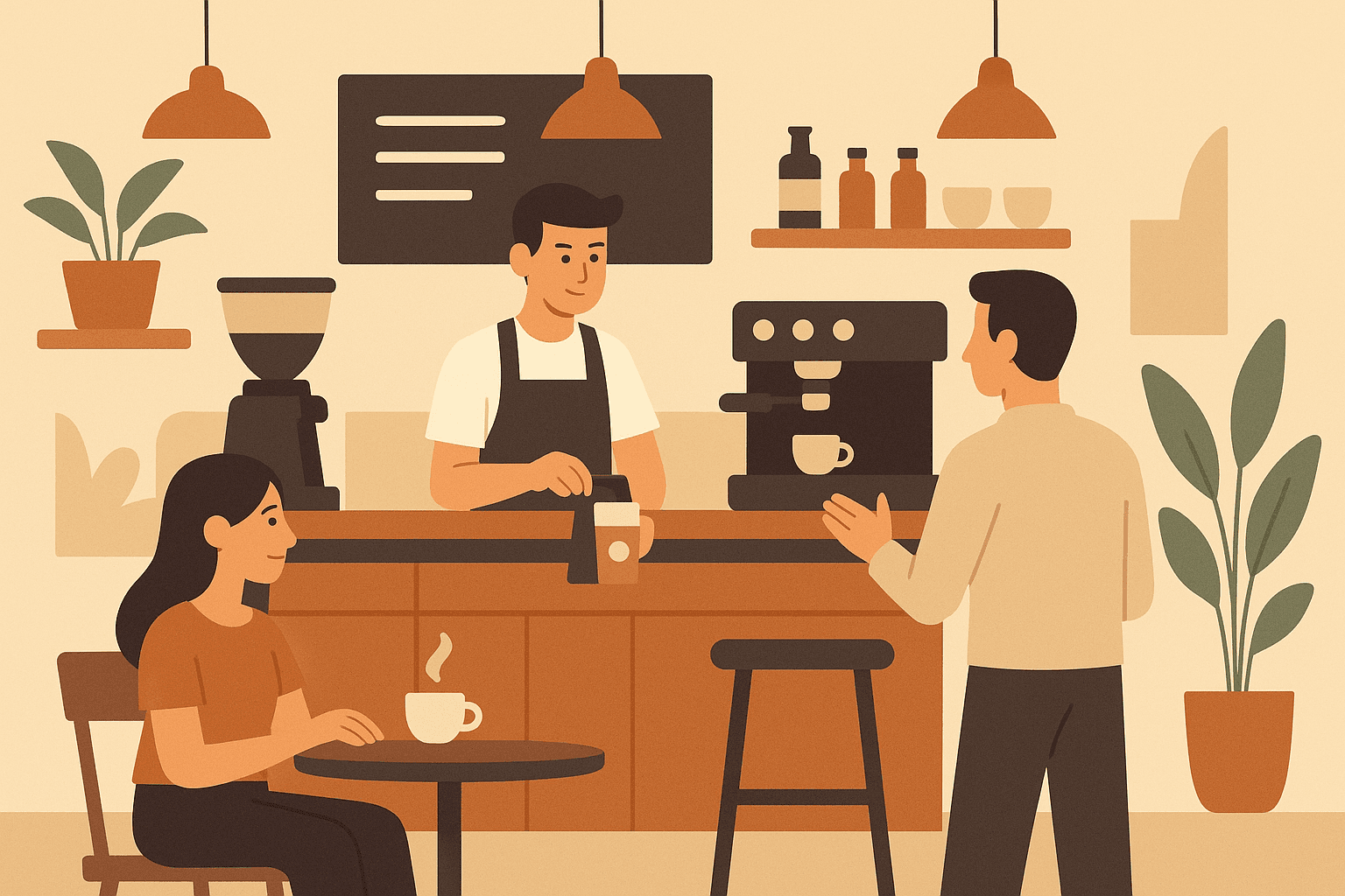 Marketing AI image: a modern coffee shop scene.