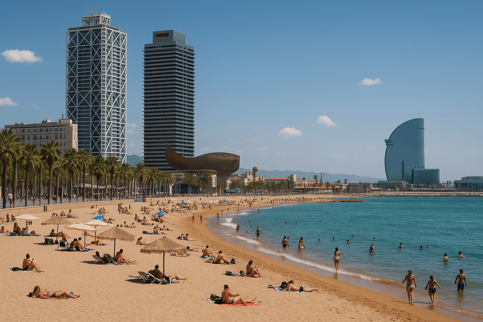 Marketing AI image: a beach in barcelona