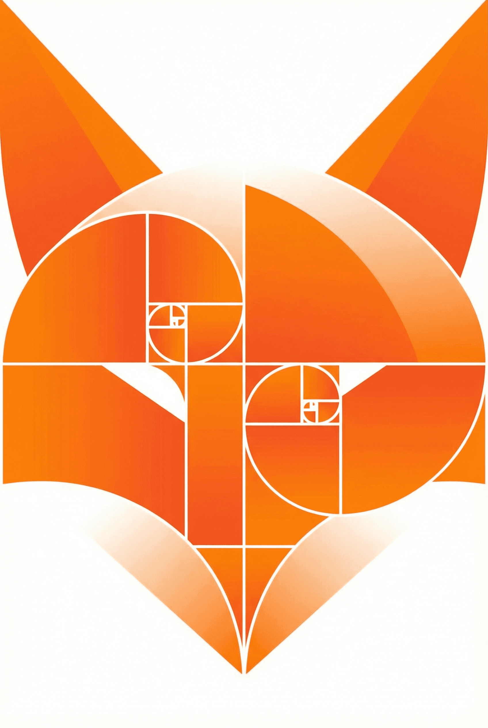 Flat Vector Style AI image: A minimalist vector logo design of a fox head, geometric shapes, golden ratio composition, flat desi