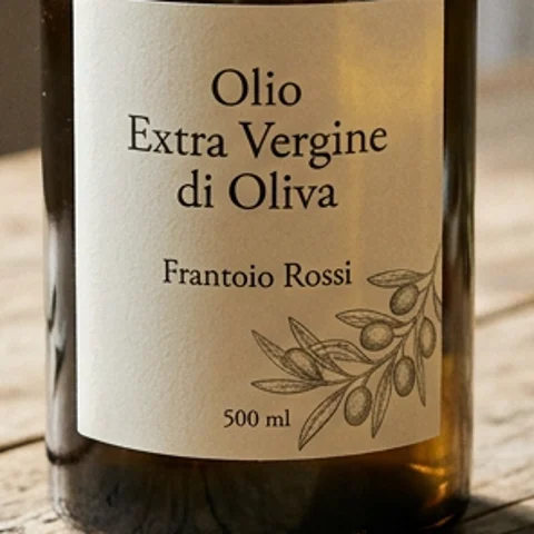Etichetta di una bottiglia d’olio: Riferimento (prima della riduzione)