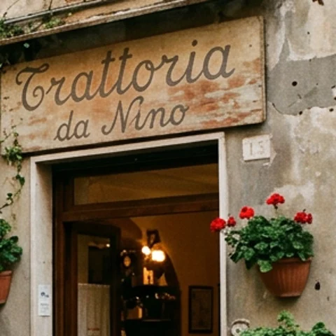 Insegna di una trattoria: Riferimento (prima della riduzione)