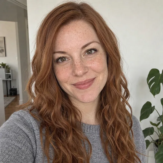 The same woman with long loose waves falling past her shoulders