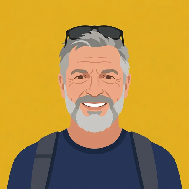 Vector avatar of the grey-haired man on mustard