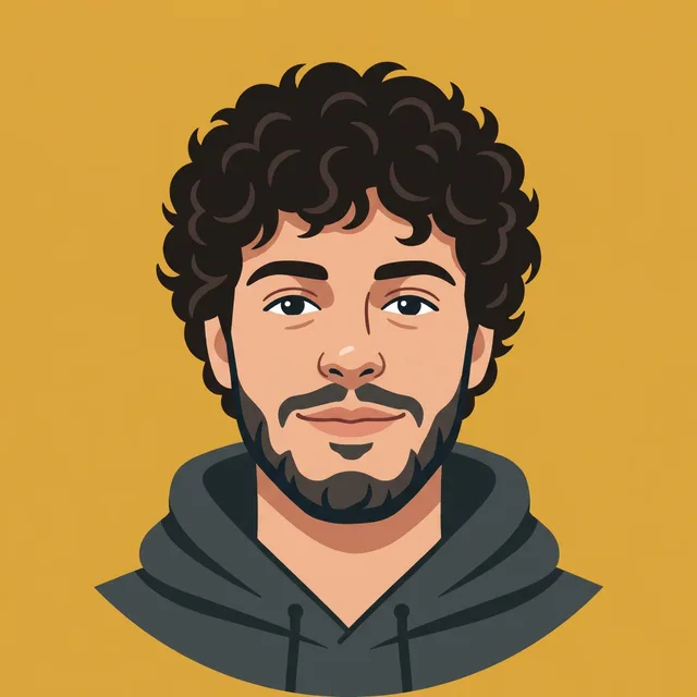 Vector avatar of the young man on mustard
