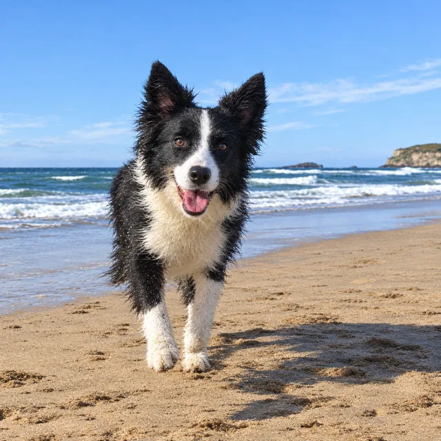 The same border collie, sharp, with slightly more contrast