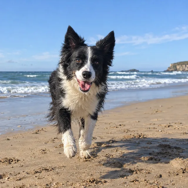 The same border collie before the photo was blurred