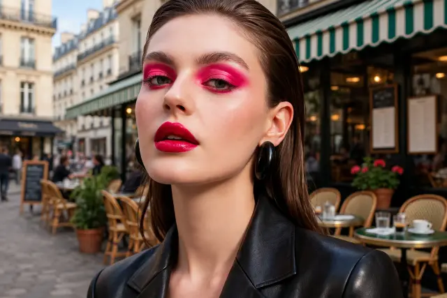 New background: Paris street café, edited by Muse Image: Keeps the original framing and pose closest to the source.